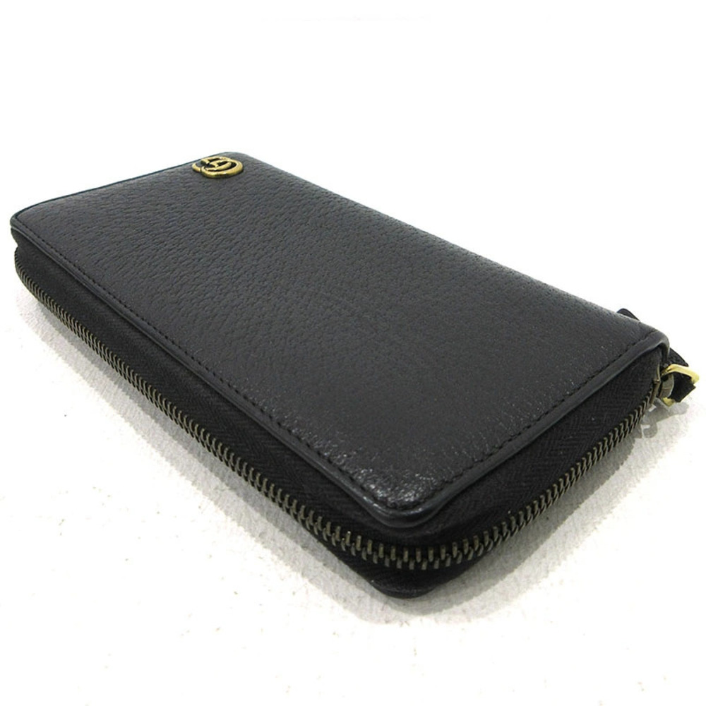 GUCCI Interlocking GG Round Zipper Long Wallet Black - Picture 3 of 10